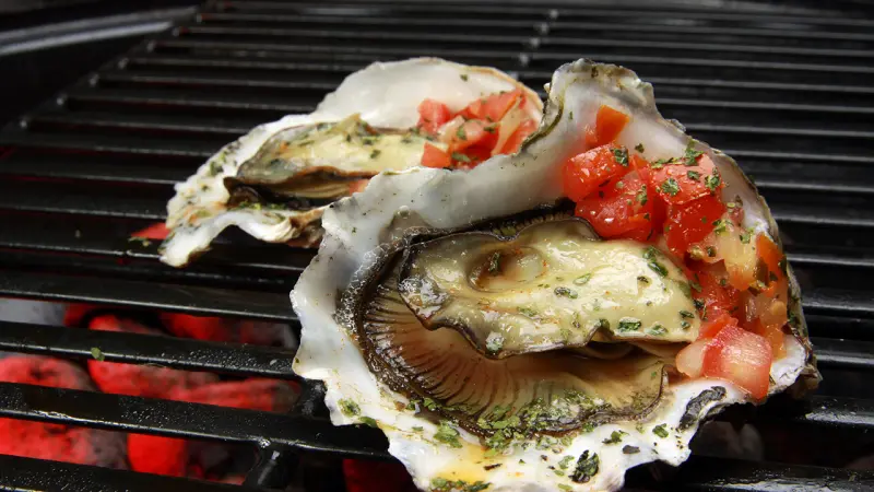 Grilled Oysters with Spinach and Feta